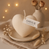 Bougie parfumée en forme de coeur téxturé,collection Amour-Eva Boutiqu