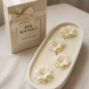 Bougie Douceur Eva Boutique -bougie parfumée artisanale florale avec contenant fait main en jesmonite.